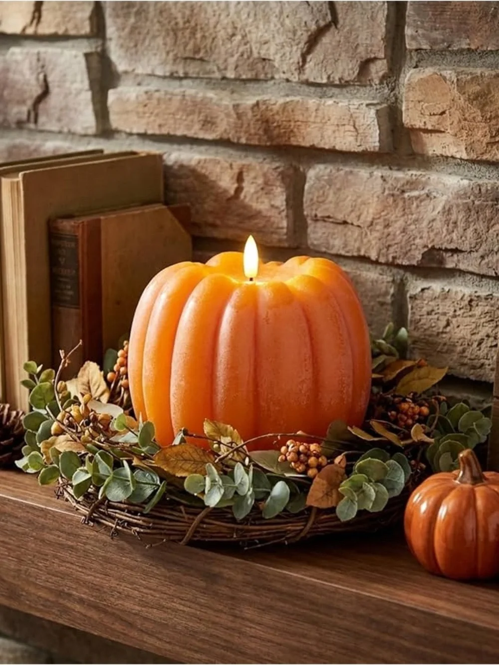 Remote controlled Orange Pumpkin-Shaped Scented Candle - Home Accents